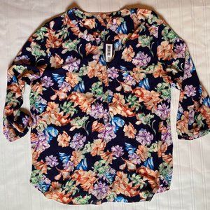 NYDJ Harlequin Floral Mango Passion Shirt PXL